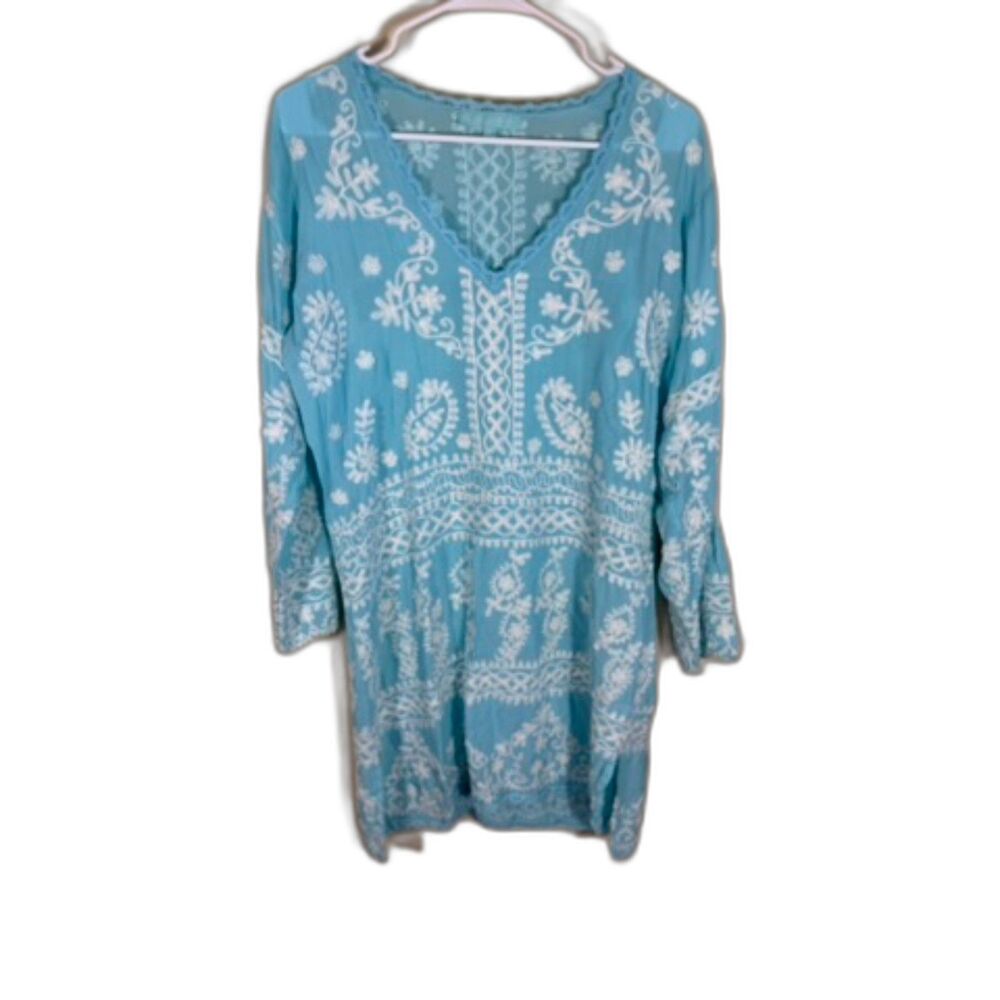 Melissa Odabash Light blue embroidered dress coverup